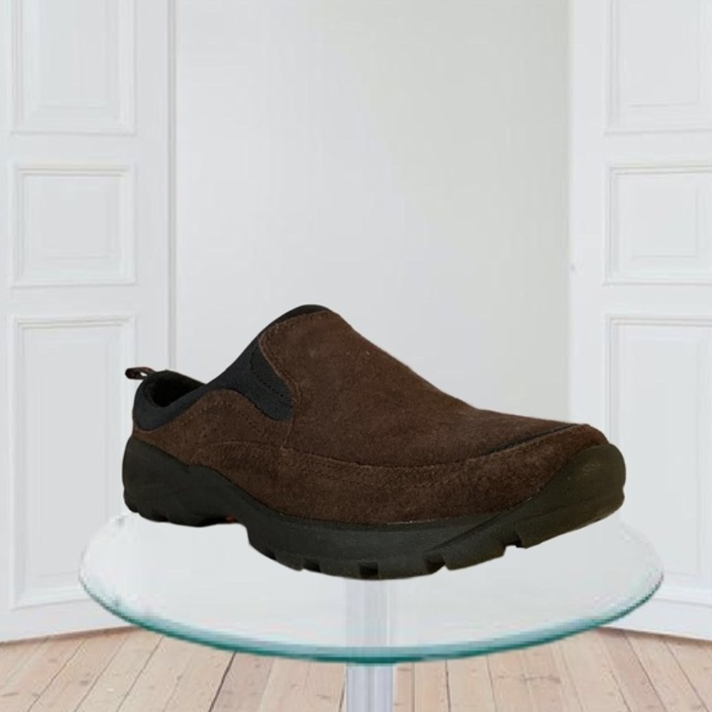 Lands End Men's All Weather Slip On Moccasin Brown Suede Size 8